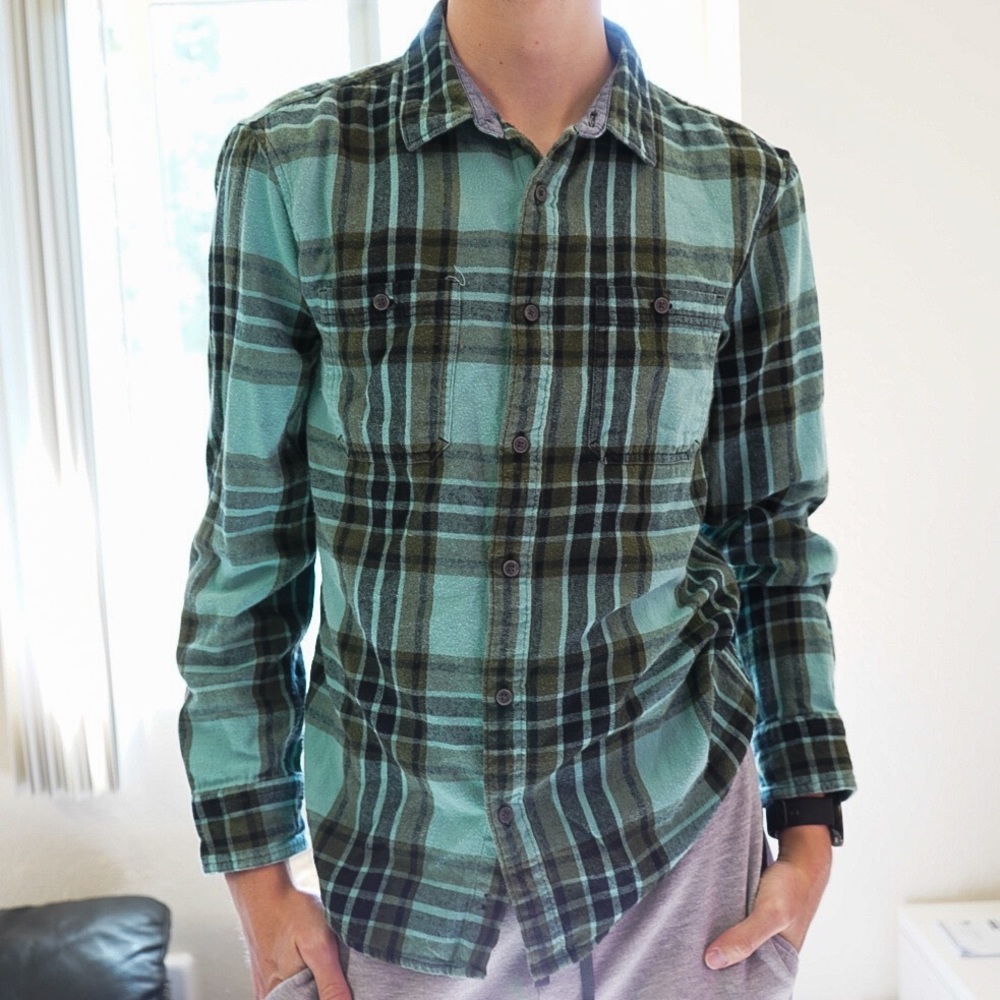Teal and Black Plaid Flannel